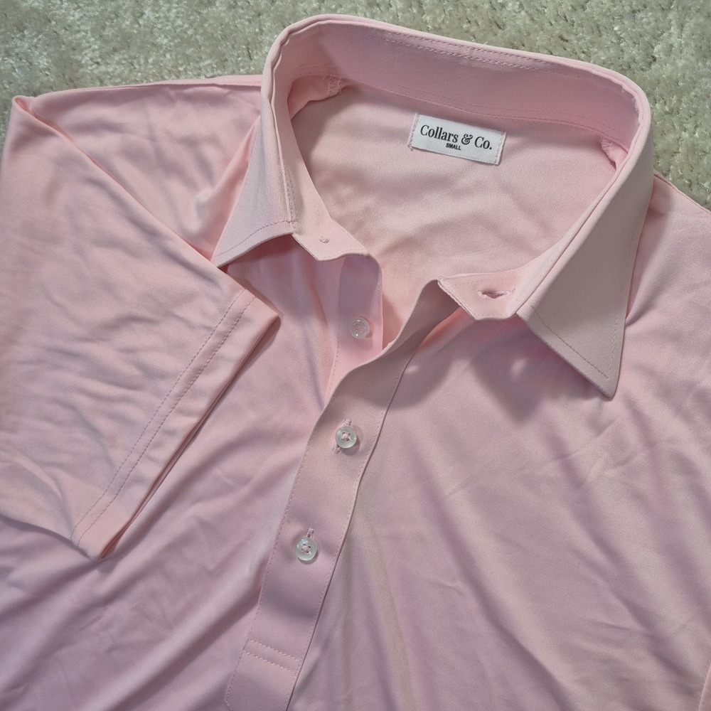 Collars and Co Dress Collar Polo Shirt Mens Small Pink Preppy Golf Work Casual